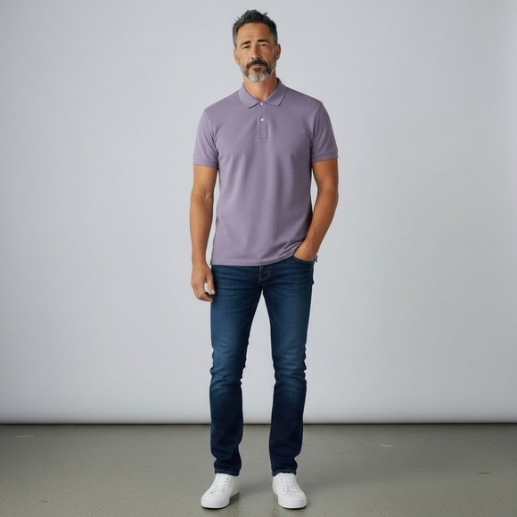 Tom Ford Men's Cotton Pique Short Sleeve‎ Collared Polo Shirt Purple Size 52